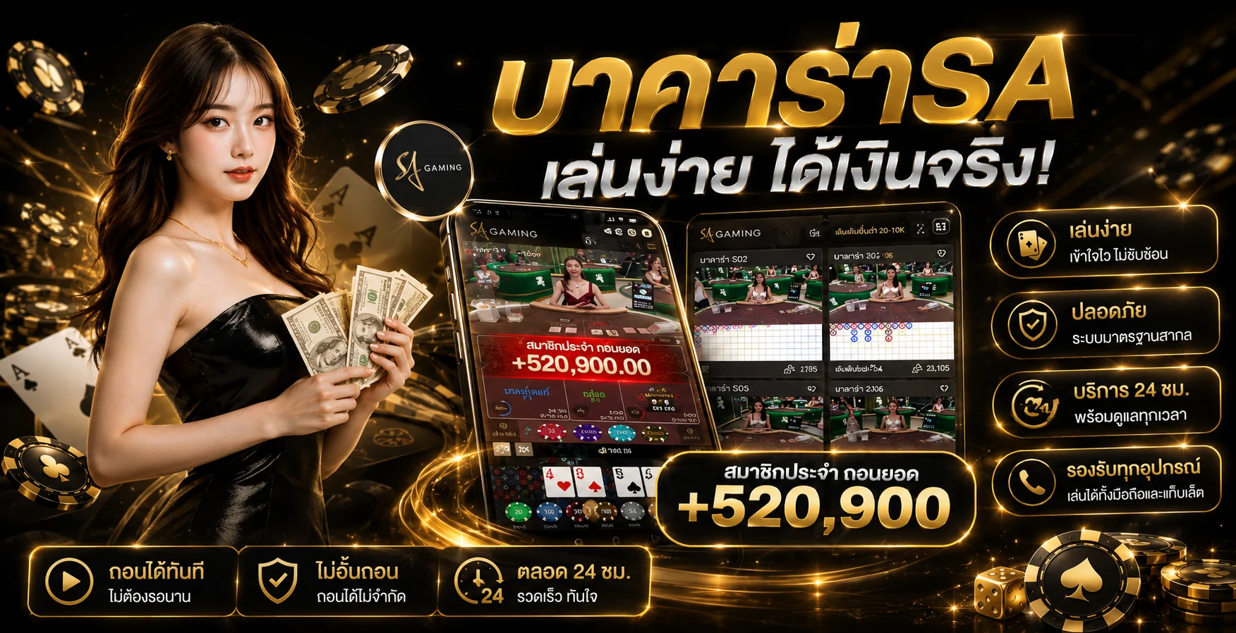 คาสิโนออนไลน์ PTZ999 ถ่ายทอดสดบาคาร่าจากค่ายดัง
